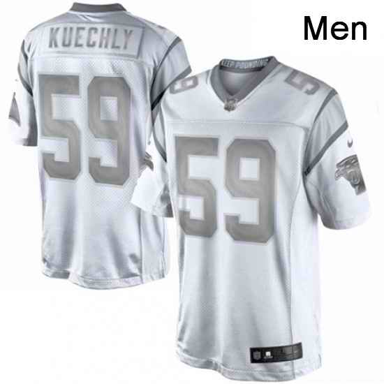 Mens Nike Carolina Panthers 59 Luke Kuechly Limited White Platinum NFL Jersey